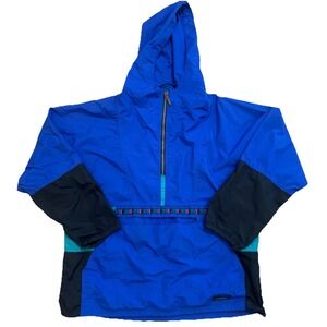 Vintage LL Bean Jacket Womens Large Blue Anorak Windbreaker 90s USA Made